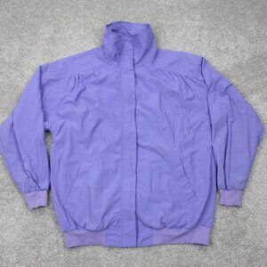Alfred Dunner Jacket Womens Medium Purple Full‎ Zip 100% Nylon Windbreaker Coat